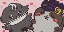a drawing of a cat and a bird with the name lama on the bottom right