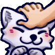 a person is petting a cartoon cat 's head .