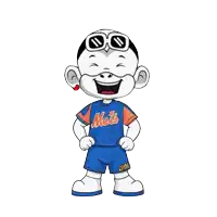 a cartoon character is wearing a mets jersey
