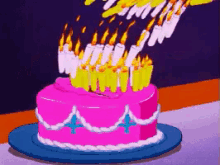 Gran Tarta De Cumpleaños Con Muchas Velas GIF - Torta Feliz Cumpleaños Amiga Amistad GIFs