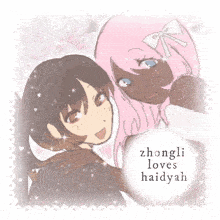 zhongli loves haidyah is written on a poster