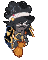a cartoon character is holding a broom and wearing a black hat