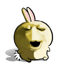 a drawing of a rabbit with its eyes closed and pink ears
