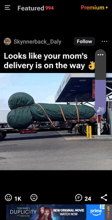 a screenshot of a facebook page titled skynnerback_daly looks like your mom 's delivery is on the way