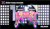 a poster for disko warp records with a play movie button at the bottom