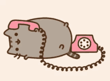 pusheen phone calling call cat