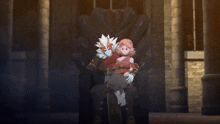 a cartoon character is holding a little girl in his arms