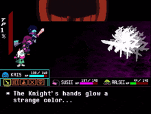 the knight 's hands glow a strange color in this game