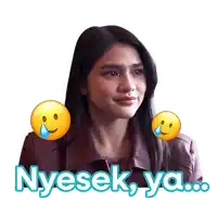 a sticker of a woman with tears coming out of her eyes says nyesek ya