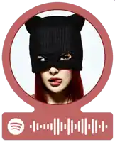 a picture of a woman wearing a cat mask and a spotify icon