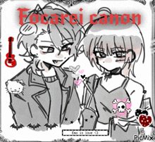 a drawing of a boy and a girl with the words " emo is love "