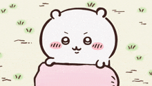 a drawing of a bear with a polka dot vest on