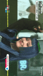 a woman with blue hair and green bangs is on a shooting star advertisement