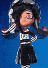 a cartoon character wearing a black and white striped outfit