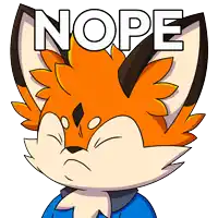 a cartoon of a fox with the word nope on its face