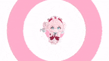 a living room with a pink circle with a girl in the middle
