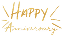 happy anniversary handwriting gold lettering