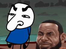 a cartoon of a man with a beard looking at another man with an angry face
