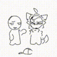 a black and white drawing of a ghost and a cat holding a moon .