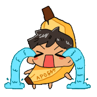 a cartoon drawing of a person with a banana peel on their head