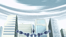 a cartoon of a robot flying through the air