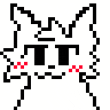 a pixel art drawing of a red banner hanging from a black pole .