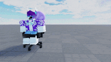 a robot wearing a purple and white floral shirt and sunglasses