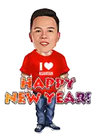 a caricature of a man wearing a red shirt that says i love kuantan