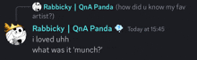 a conversation between rabbicky and qna panda