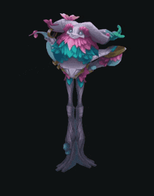 a pixel art drawing of a creature with flowers on its head