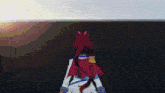 a cartoon character with a long red tail is standing in front of a black wall