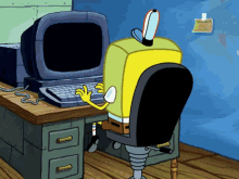 Spongebob Work GIF - Spongebob Work Computer GIFs