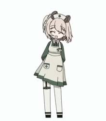 a cartoon drawing of a nurse wearing an apron and hat