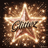 a glowing star with the word glitterz written on it
