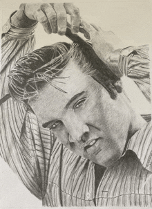a drawing of elvis presley brushing his hair