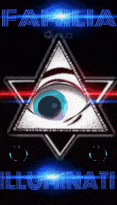 a poster for familia illuminati with an all seeing eye in a triangle