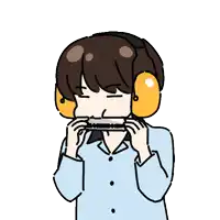 a drawing of a person wearing headphones and playing a musical instrument