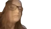 a woman wearing glasses is making a serious face