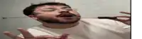 a man with glasses and a beard is applying lipstick