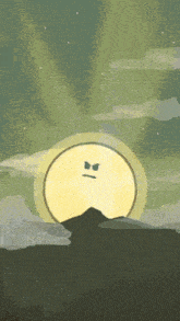 a drawing of a sun with an angry face