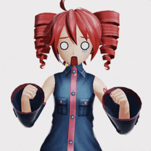 a red haired anime character with a surprised expression on her face