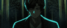 a man in a dark room with his eyes closed is glowing in the dark