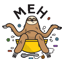 Sloth In Bowl Saying Meh Sticker - Lethargic Bliss Meh Meditating Stickers