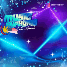 a poster for music euphoria international shows a blue and purple background
