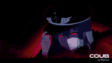 a drawing of a girl with blue eyes and the word coub below her