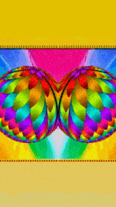 a colorful background with a yellow border and a rainbow