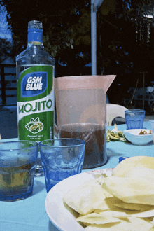 a bottle of mojito sits on a table