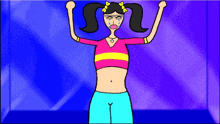 a cartoon drawing of a girl crying with her arms in the air