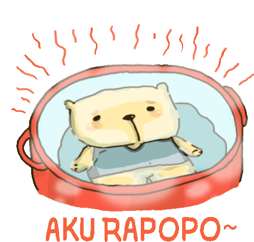Teddy Bear In Boiling Pot Sighs Aku Rapopo In Indonesian Sticker - Bear Boiling Relaxing Stickers