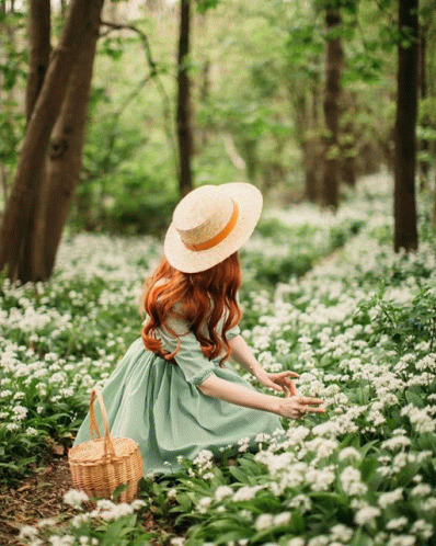 girl in flower garden